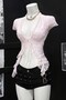 Pink Lace-Up Bolero Y2K Short Sleeve Crop - 2