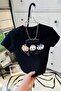 Black Chiikawa "You Should Be Happy" Y2K Short Sleeve Crop - 3