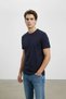 Interview Basic Modal 0 Collar Navy Blue T-Shirt