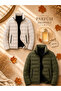 2 Pieces Men's Quilted Inflatable Coat Jacket + 100 ml Perfume Gift, Zippered Double Pockets, Daily Winter Wear