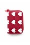 Girl's Red Heart Patterned Wallet with Zipper and 3 Compartments