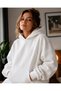 Women's Oversize 3 Thread Threaded Hooded Sweatshirt Hoodie