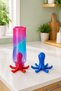 2-Piece Flask and Bottle Drying Apparatus Set with Octopus Design in Red and Blue