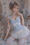Blue Lace Detailed Bowknot Vintage Y2K Strap Crop Top - 2