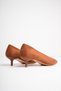 Women's Tan Suede Pointed Toe 4 cm Short Thin Heeled Stiletto Shoes - 8