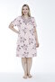 Women's Plus Size V-Neck Floral Patterned Short Sleeve Viscose Nightgown 13601 - 5