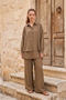Blouse with Slit on the Back Set 967 Khaki
