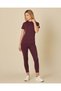 Women Burgundy Cropped Leggings - 2