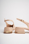 Women's Beige 4 cm Thick Short Heeled Open Back Shoes with Gold Detail - 7