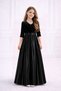 Girl's Half Sleeve Top Velvet Bottom Satin Prom Graduation Birthday Dress