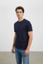 Interview Basic Modal 0 Collar Navy Blue T-Shirt - 3