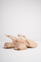 Women's Beige 4 cm Thick Short Heeled Open Back Shoes with Gold Detail - 8