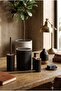 5 Piece Striped Bathroom Set – Trash Can & Toilet Brush & Liquid Soap Dispenser Set -Eco