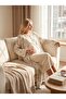 Beige Patterned Maternity Nightgown Set with Dressing Gown - 6