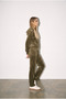 Black Velvet Zippered Oversize Women's Tracksuit Bottom and Top Set - 3