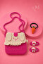 Rabbit Design Fuchsia Hand Knitted Children's Bag and Hair Accessory Set - 3