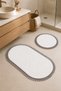 Handmade Bohemian Bath Mat Set of 2 Plush Non-Slip Gel Base Round 60X60 cm and Oval 55X100 cm