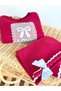 Girl's Top Love Print Embroidered Sweatshirt with Ribbon Detail Bottom and Top Set - 5