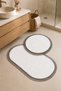 Handmade Bohemian Bath Mat Set of 2 Plush Non-Slip Gel Base Round 60X60 cm and Oval 55X100 cm - 2
