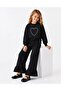 Heart Embroidered Wide Leg Girls' Set 32454 - 4