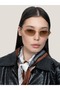 Unisex Oval Sunglasses Gold Color Frame Beige Glass Noble C7 - 2