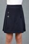 Girl's Pleated Skirt with Button Detail - 2