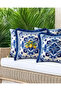 Blue Mediterranean Fringed Throw Pillow - 3