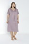 Women's Plus Size Patterned V-Neck Short Sleeve Viscose Nightgown 12167 - 5