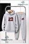 23Chicago Printed Hooded Thick Cotton Inside Track Suit with Pockets Children's Top and Bottom Track Suit Set