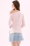 Crep Women's 100% Cotton Interlock Asymmetrical Boat Neck One Shoulder Long Sleeve Blouse Pink - 5