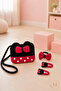 Black Fuchsia Bow Hand Knitted Children's Bag and Hair Accessory Set - 2