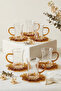 150 ml 12 Piece 6 Person Borosilicate Glass Aura Tea Set with Handles