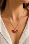 Valeria Red Fan Figured Steel Gold Necklace - 2