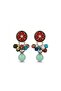 Flower and Beaded Dangle Earrings - 2