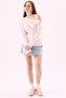 Crep Women's 100% Cotton Interlock Asymmetrical Boat Neck One Shoulder Long Sleeve Blouse Pink - 4