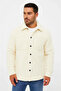Men's Plush Fleece Cardigan Shirt – Collared, Button-Down, Chest Pocket, Soft Textured Winter Regular Fit