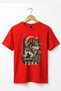 Göktürkçe Turkish Written Black Wolf and Horse Warrior Printed 100% Cotton Crew Neck Basic Tshirt