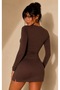 Women's Brown Crew Neck Cardigan Be495 - 4
