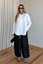 Black Satin Textured Shalwar Trousers - 261051 - 3