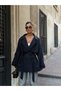 Women's Plaid Patterned Belted Trench Coat - 4