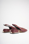 Women's Burgundy 4 cm Thick Short Heeled Open Back Shoes with Gold Detail - 7