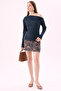 Crep Women's 100% Cotton Interlock Asymmetrical Boat Neck Single Shoulder Long Sleeve Blouse Navy Blue - 4