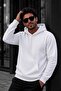 Bery Men's Two Thread Ribbed Hooded Basic Sweatshirt |   Kangaroo Pocket Solid Color Casual Hoodie - 2