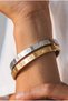 Women's 2 Piece Stone Set Bracelet, 1 Gold Color Alloy, 1 Silver Color Alloy Bracelet