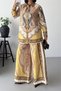 Women's Yellow Imported Fabric Patterned Shirt and Trousers Double Design Set Nbms26107