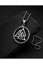 Stainless Steel Viking Dragon Hoop Valknut Odin Symbol Men's Necklace - 4