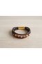 Rochelle Marrone Multi-Layered Men's Leather Bracelet with Natural Stone Detail - 2