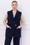 Belted Vest Suit Navy Blue Hm2749 - 8