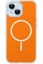 iPhone 13/14 Case with Magsafe, Colored Back, Hard Sides, Flexible Cybershield Cover, Orange
