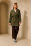 Women's Khaki Short Seasonal Trench Coat with Shoulder and Sleeve Details Nbft013 - 2